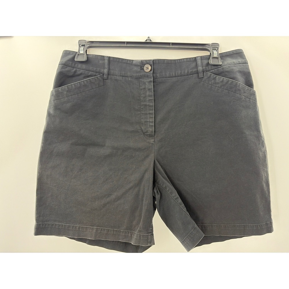 Talbots Womens Black‎ Chino Shorts Size 14 Mid Rise Cotton Blend Casual Classic